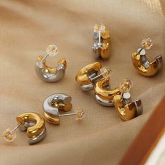 18K Gold-Plated C-Hoop Earrings - Trendsi