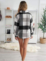 Plaid Button Up Dropped Shoulder Jacket - Trendsi - Flyclothing LLC