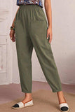 Elastic Waist Pocket Tapered Pants - Trendsi