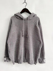 Drawstring Long Sleeve  Hooded Sweater - Trendsi