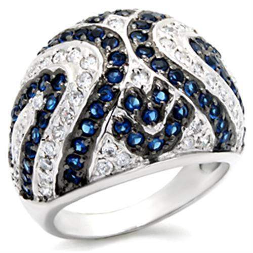 Alamode Rhodium + Ruthenium 925 Sterling Silver Ring with Synthetic Spinel in Montana - Alamode - Flyclothing LLC