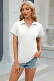 Johnny Collar Short Sleeve Blouse - Trendsi - Flyclothing LLC