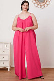 Full Size Ruffle Trim Tie Back Cami Jumpsuit with Pockets - Trendsi - Flyclothing LLC
