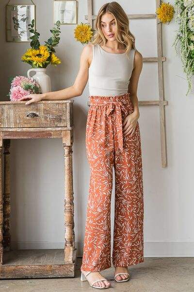 Heimish Full Size Printed Tied Straight Casual Pants - Trendsi - Flyclothing LLC