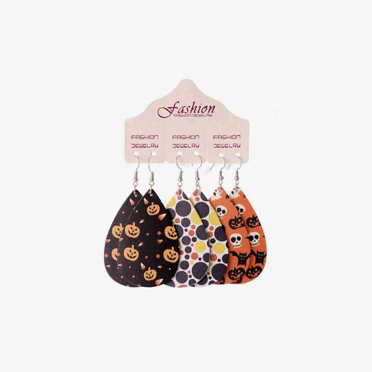 Halloween PU Teardrop Earrings Set - Trendsi