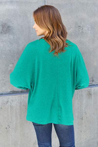 Double Take Full Size Round Neck Long Sleeve T-Shirt - Trendsi - Flyclothing LLC
