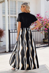 Smocked High-Low Printed Surplice Dress - Trendsi - Flyclothing LLC