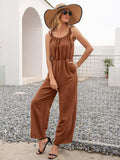 Round Neck Sleeveless Jumpsuit with Pockets - Trendsi - Flyclothing LLC