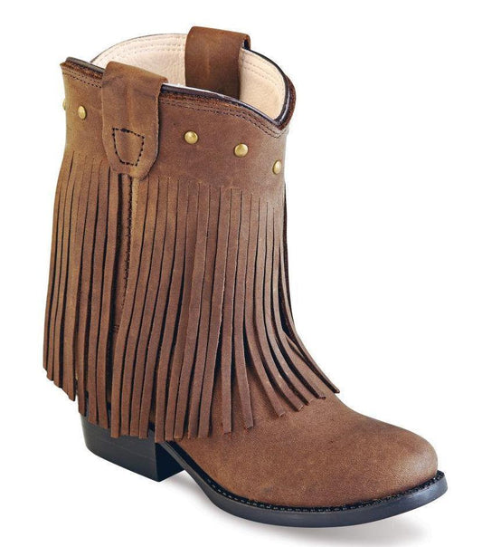 Old West Chocolate nubuck Toddler Round Toe Boots - Old West
