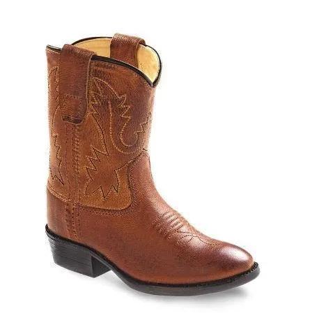 Old West Tan Toddler Round Toe Boots - Old West