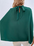 Tie Back Mock Neck Blouse - Trendsi