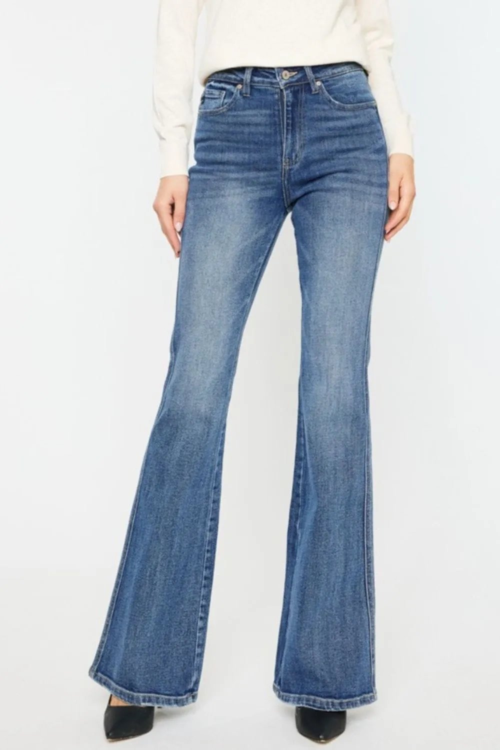 Kancan Cat's Whiskers High Waist Flare Jeans - Trendsi