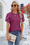 Round Neck Petal Sleeve T-Shirt - Trendsi - Flyclothing LLC