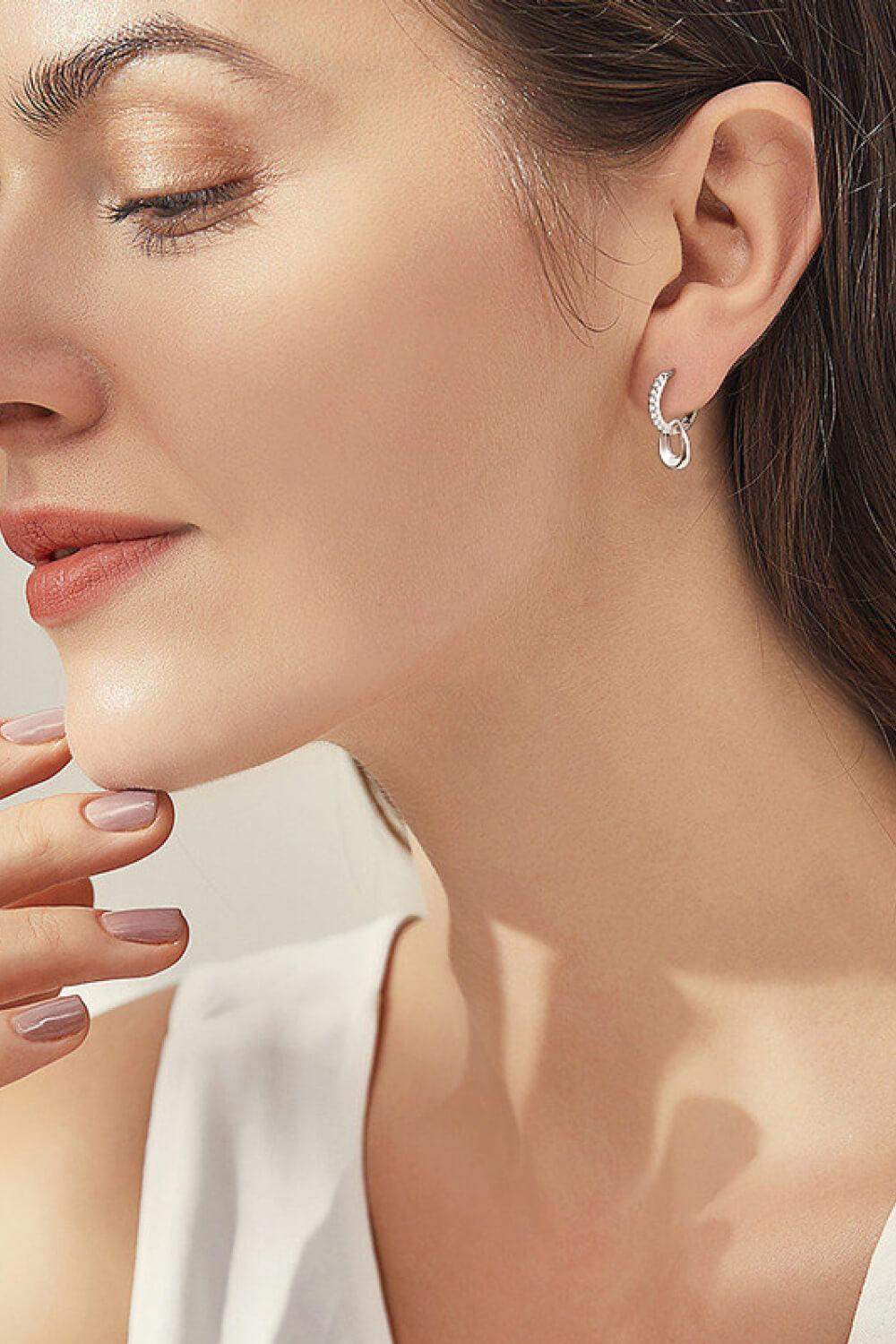 925 Sterling Silver Moissanite Double Hoop Earrings - Trendsi - Flyclothing LLC