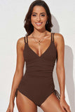 Tied Cutout Plunge One-Piece Swimsuit - Trendsi - Flyclothing LLC