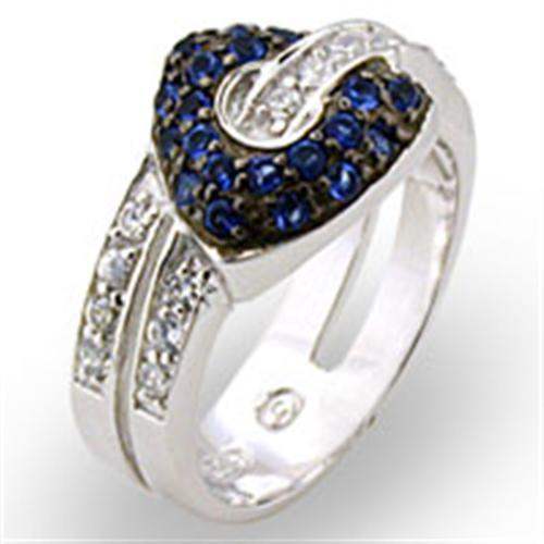 Alamode Rhodium + Ruthenium 925 Sterling Silver Ring with Synthetic Spinel in Montana - Alamode - Flyclothing LLC