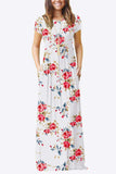 Full Size Printed Round Neck Short Sleeve Dress with Pockets - Trendsi - Flyclothing LLC