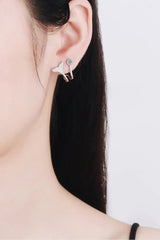 Moissanite Fishtail Rhodium-Plated Earrings - Trendsi - Flyclothing LLC