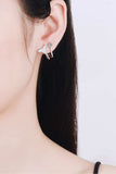 Moissanite Fishtail Rhodium-Plated Earrings - Trendsi - Flyclothing LLC