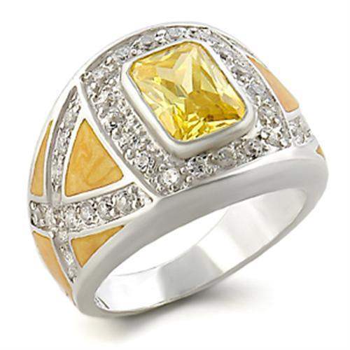 Alamode High-Polished 925 Sterling Silver Ring with AAA Grade CZ in Citrine - Alamode - Flyclothing LLC