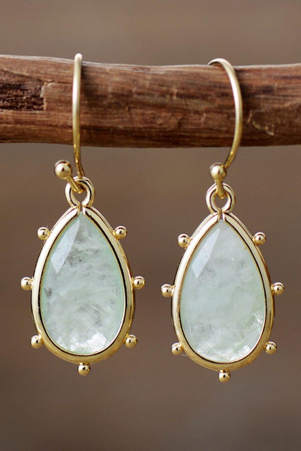 Natural Stone Teardrop Earrings - Trendsi