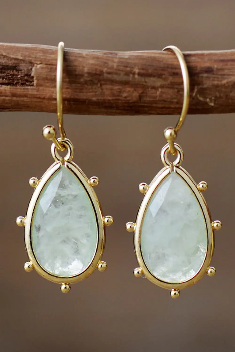 Natural Stone Teardrop Earrings - Trendsi - Flyclothing LLC