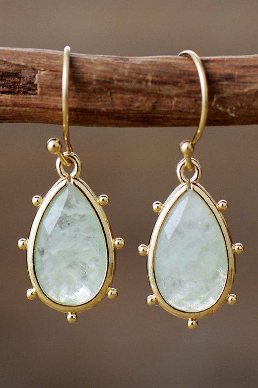Natural Stone Teardrop Earrings - Trendsi - Flyclothing LLC