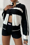 Cable-Knit Color Block Raglan Sleeve Cardigan - Trendsi - Flyclothing LLC