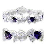 Alamode High-Polished 925 Sterling Silver Bracelet with AAA Grade CZ in Amethyst - Alamode