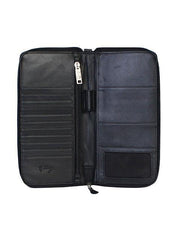 Scully BLACK TRAVEL WALLET WITH ZIPPER - Scully Leather