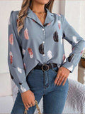 Button Up Printed Collared Neck Shirt - Trendsi - Flyclothing LLC