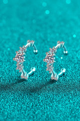 Moissanite Rhodium-Plated Cuff Earrings - Trendsi - Flyclothing LLC