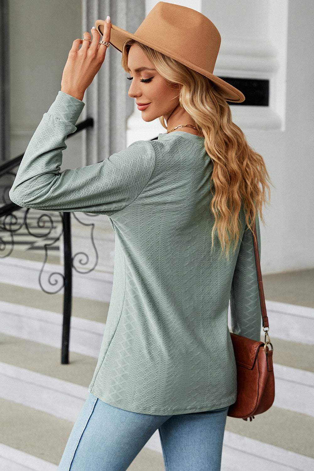 Notched Long Sleeve T-Shirt - Trendsi - Flyclothing LLC