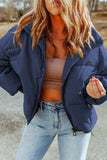 Zip Up Collared Neck Coat with Pockets - Trendsi - Flyclothing LLC