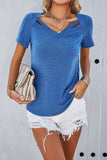 V-Neck Short Sleeve T-Shirt - Trendsi - Flyclothing LLC