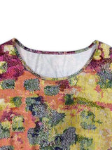 Plus Size Printed Round Neck Long Sleeve Dress - Trendsi - Flyclothing LLC