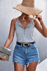 Half Button Grecian Neck Cami - Trendsi
