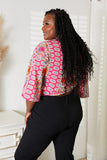 Double Take Tie Hem V-Neck Three-Quarter Sleeve Blouse - Trendsi