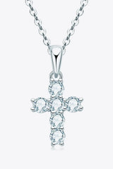 925 Sterling Silver Cross Moissanite Pendant Necklace - Trendsi - Flyclothing LLC