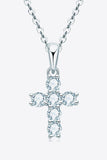 925 Sterling Silver Cross Moissanite Pendant Necklace - Trendsi