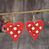 Sequin Heart Leather Drop Earrings - Trendsi
