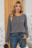 Ruched Round Neck Flounce Sleeve T-Shirt - Trendsi