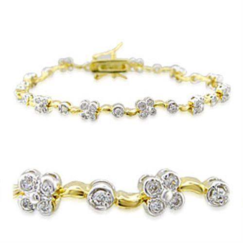 Alamode Gold+Rhodium Brass Bracelet with AAA Grade CZ in Clear - Alamode - Flyclothing LLC