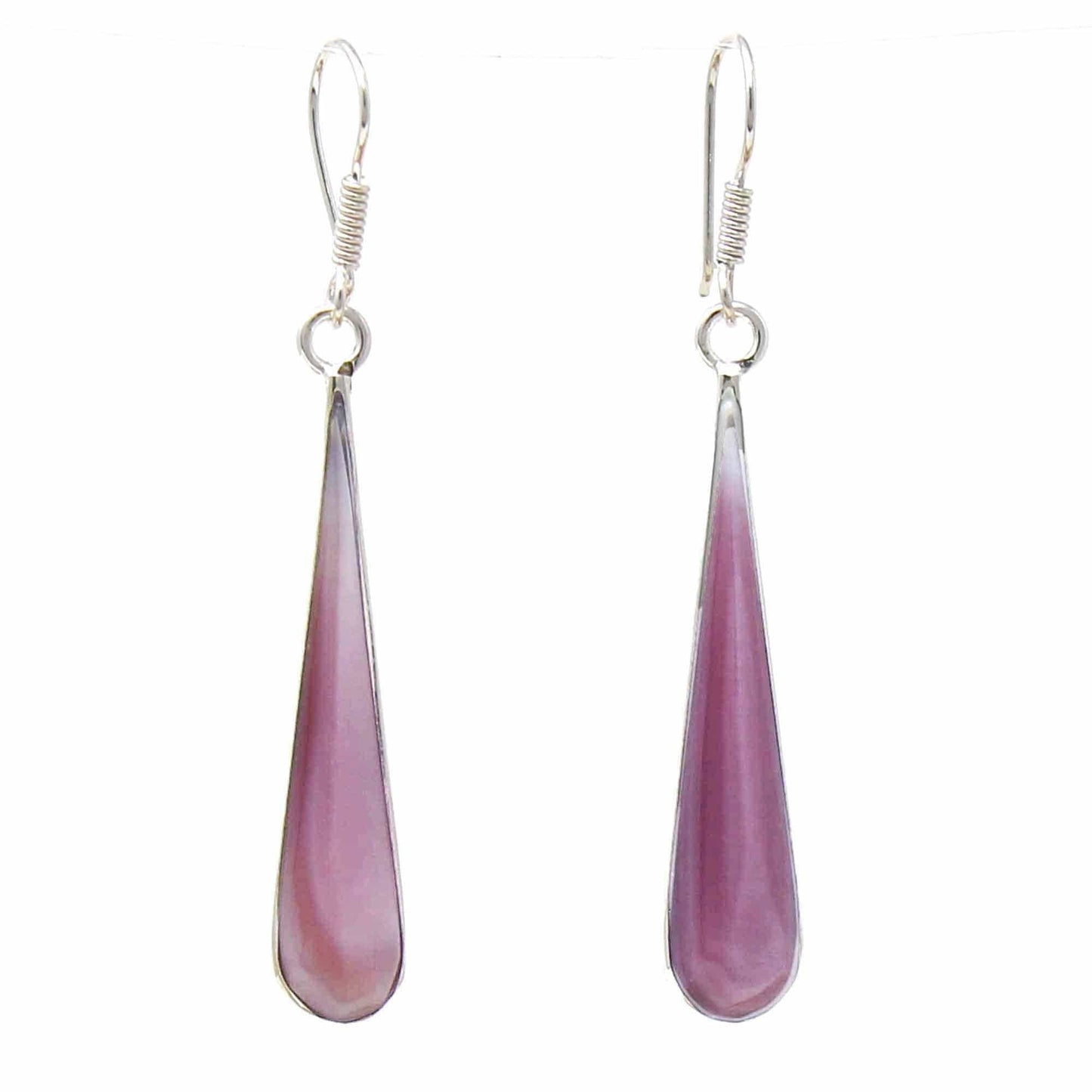 Pink Clam Shell Elongated Teardrop Earrings - Artisana - Flyclothing LLC