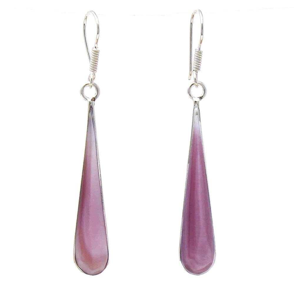 Pink Clam Shell Elongated Teardrop Earrings - Artisana