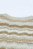 Wavy Stripe Scalloped Hem Openwork Knit Top - Trendsi - Flyclothing LLC