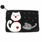Hand Crafted Felt: White Cat Pouch - Global Groove Direct
