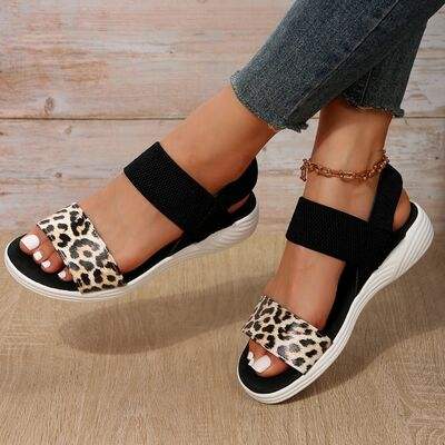 PU Leather Open Toe Low Heel Sandals - Trendsi - Flyclothing LLC