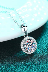 Chance to Charm 1 Carat Moissanite Round Pendant Chain Necklace - Trendsi