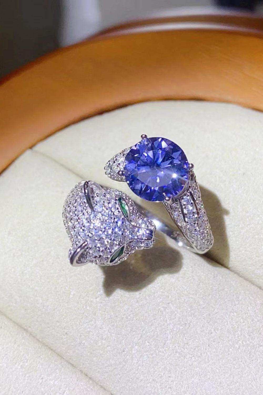 2 Carat Moissanite Adjustable Animal Bypass Ring - Trendsi - Flyclothing LLC